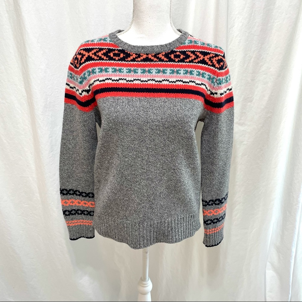 J Crew Factory Fair Isle Sweater Lambs Wool